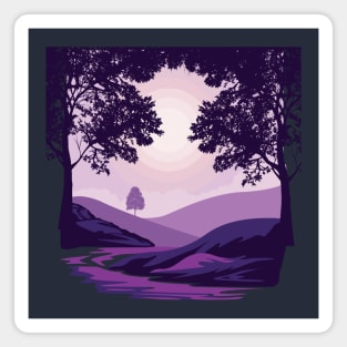 hills tree silhouette Magnet